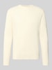 Lindbergh slim fit gebreide trui van katoenmix Offwhite
