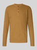 Superdry Longsleeve mit Strukturmuster und Knopfleiste Camel