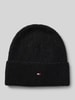 Tommy Hilfiger Strickmütze mit Logo-Detail Modell 'ESSENTIAL FLAG FUZZY' Black