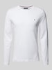 Tommy Hilfiger Regular Fit Longsleeve aus Viskose mit Label-Stitching Weiss