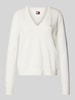 Tommy Jeans Strickpullover mit Label-Stitching Offwhite