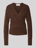 MSCH Copenhagen Sweter dzianinowy w stylu kopertowym model 'Bondie Hope' Ciemnobrązowy