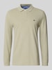 Fynch-Hatton Regular Fit Langarm-Poloshirt mit Label-Stitching Beige
