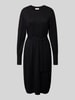 FREE/QUENT Overhemdjurk van viscosemix met strikceintuur, model 'Conny' Zwart