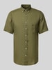 Fynch-Hatton Freizeithemd aus Leinen mit Button-Down-Kragen Modell 'Summer' Khaki Melange