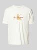 Calvin Klein Jeans T-Shirt mit Label-Print und Rundhalsausschnitt Offwhite