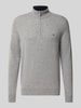 Fynch-Hatton Regular Fit Troyer aus Woll-Kaschmir-Mix Silber