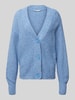 Tom Tailor Denim Relaxed Fit Strickjacke aus Baumwoll-Mix mit V-Ausschnitt Hellblau