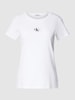 Calvin Klein Jeans T-shirt o kroju slim fit z efektem prążkowania Biały