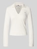 Tommy Hilfiger Slim Fit Langarmshirt aus reiner Baumwolle mit Polokragen Ecru