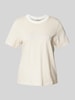 s.Oliver RED LABEL Regular Fit T-Shirt aus reiner Baumwolle mit Schmuckperlen-Schriftzug Beige