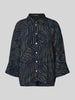 OPUS Relaxed-fit blouse van viscose, model 'Fiana palm leaves' Donkerblauw