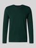 Christian Berg Men Shirt met lange mouwen en geribde ronde hals Donkergroen