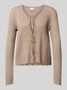 ICHI Strickjacke mit V-Ausschnitt Modell 'KALESSI' Taupe