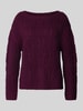 Tom Tailor Loose fit gebreide pullover met kabelpatroon en zijsplitten Donkerrood