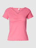 QS T-Shirt mit Strukturmuster Pink