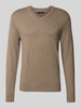 Tommy Hilfiger Regular fit pullover van een mix van katoen en kasjmier Taupe