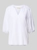 FREE/QUENT Relaxed fit linnen blouse met tuniekkraag, model 'Lava' Offwhite