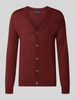 Christian Berg Men Cardigan aus Woll-Mix mit V-Ausschnitt Bordeaux Melange