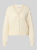 Jake*s Casual Cardigan mit V-Ausschnitt und Spitzenbesatz Ecru