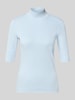 Marc Cain Slim Fit T-Shirt aus Baumwoll-Mix mit Stehkragen Hellblau