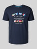 Gant T-shirt z detalami z logo Granatowy