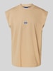 Hugo Blue Tanktop met labeldetail, model 'Navertz' Beige