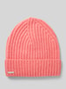 Seeberger Beanie met labeldetail Felroze