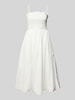 Amy Lynn Knielanges Cocktailkleid mit Smok-Details Modell 'Polly' Weiss