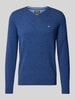 Fynch-Hatton Strickpullover mit V-Ausschnitt Rauchblau