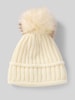 Kurt Beines Strickmütze mit Woll-Anteil und Bommel Offwhite
