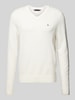 Tommy Hilfiger Gebreide pullover met logostitching, model 'PIMA' Offwhite