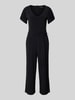 More & More Jumpsuit met V-hals en strikceintuur Zwart