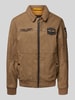 PME Legend Bomberjack in leerlook met labelpatches Cognac