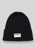 Jake*s Casual Beanie met labelpatch Zwart