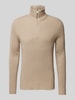 Jack & Jones Strickpullover mit Troyer-Kragen Modell 'PERFECT' Beige