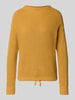 Jake*s Casual Gebreide pullover met opstaande kraag en tunnelkoord Mosterdgeel