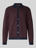 Christian Berg Men Regular fit gebreid jack met platte kraag Metallic rood