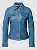 Jilani Leren jack met platte kraag Marineblauw