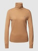 Gant Rollkragenpullover aus Leinen-Mix mit Logo-Stitching Camel