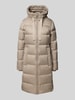 Marc O'Polo Płaszcz puchowy o kroju shaped fit z kapturem Kamienny