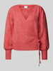 ICHI Gebreide pullover met strikdetail, model 'HOLENE' Roestrood