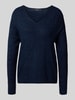 Vero Moda Regular Fit Strickpullover mit V-Ausschnitt Modell 'CREWLEFILE' Marine Melange