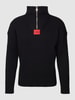 HUGO Strickpullover in Ripp-Optik Schwarz