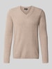 Cinque Gebreide pullover met V-hals, model 'UPO' Beige