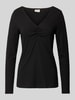 Fransa Longsleeve mit geripptem V-Ausschnitt Modell 'mona' Black