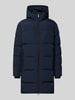 NAUTGÅRD Lange jas met capuchon en labelpatch Marineblauw