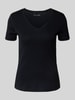 Christian Berg Woman T-Shirt mit geripptem V-Ausschnitt Black