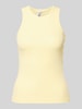 PIECES Slim Fit Tank Top aus Baumwoll-Mix Modell 'RUKA BOXER' Hellgelb