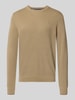 LERROS sweter z dzianiny o kroju regular fit z czystej bawełny z detalem z logo Czerwony
